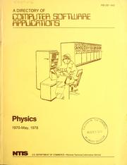 Cover of A directory of computer software applications, physics, 1970-May 1978 by United States. National Technical Information Service.