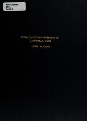 Front cover of Superconducting properties of cylindrical films by John W. Cane