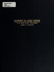 Front cover of Measurement of acoustic pressures associated with moving striations in a neon glow discharge by James G. Partlow