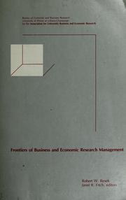 Front cover of Frontiers of business and economic research management by Unknown