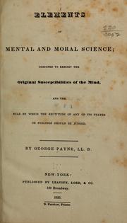 Cover of Elements of mental and moral science by George Payne