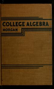 Front cover of College algebra by Frank Millett Morgan