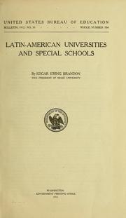 Front cover of Latin-American universities and special schools by Edgar Ewing Brandon
