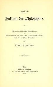 Cover of Über die Zukunft der Philosophie by Franz Brentano
