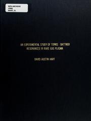 Front cover of An experimental study of Tonks-Dattner resonances in rare gas plasmas by David Austin Hart