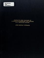 Front cover of Photolytic ring cleavage of 1,2-diarylcyclopropanes with bromine in a non-polar solvent by John Melville Hoffmann
