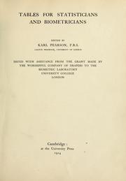 Front cover of Tables for statisticians and biometricians by Karl Pearson