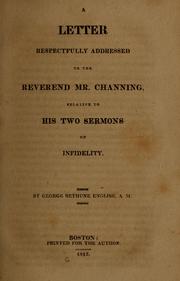 Front cover of A letter respectfully addressed to the Reverend Mr. Channing by George Bethune English