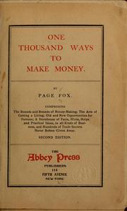 Front cover of One thousand ways to make money by Page Fox