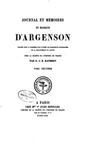 Front cover of Journal et mémoires du marquis d'Argenson: publiés pour la première fois d ... by René-Louis de Voyer Argenson