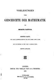 Front cover of Vorlesungen über Geschichte der Mathematik by Moritz Benedikt Cantor