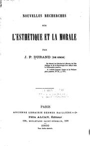 Front cover of Nouvelles recherches sur l'esthétique et la morale by Joseph Pierre Durand