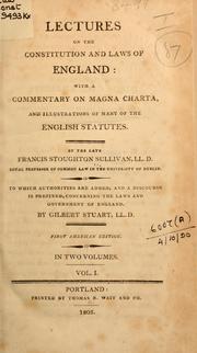 Front cover of Lectures on the constitution and laws of England by Francis Stoughton Sullivan