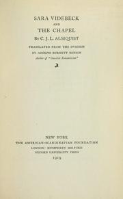 Cover of Sara Videbeck-The Chapel (Library of Scandinavian Literature Tr. from Swedish) by Carl Jonas Love Almquist