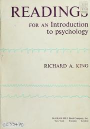 Front cover of Readings for an Introduction to psychology by Richard Austin King