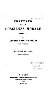 Front cover of Trattato della coscienza morale by Antonio Rosmini