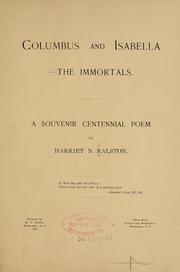 Front cover of Columbus and Isabella--the immortals by Harriet N. Ralston