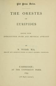 Front cover of The  Orestes of Euripides by Euripides