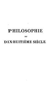 Cover of Philosophie du dix-huitième siècle by Jean-François de La Harpe