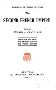 Front cover of Memoirs of Dr. Thomas W. Evans by Thomas Wiltberger Evans