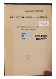 Front cover of Some Ancient Oriental Academies by William Rosenau