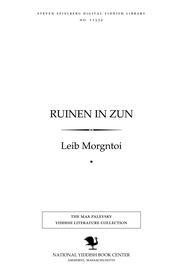Front cover of Ruinen in zun by Leib Morgntoi
