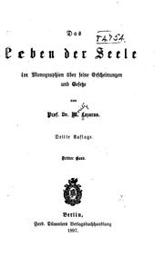 Front cover of Das Leben der Seele in Monographien über seine Erscheinungen und Gesetze by Moritz Lazarus