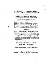 Front cover of Political, Miscellaneous, and Philosophical Pieces: Arranged Under the Following Heads, and .. by Benjamin Franklin