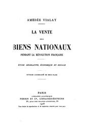 Front cover of La vente des biens nationaux pendant la révolution française by Amédée Vialay