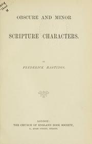 Front cover of Obscure characters and minor lights of Scripture by Frederick Hastings