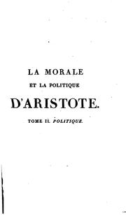 Front cover of La morale et La politique d'Aristote by Aristotle