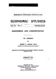 Front cover of Economics and jurisprudence by Henry Carter Adams