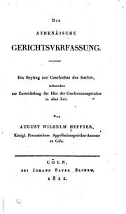 Front cover of Die athenäische Gerichtsverfassung by August Wilhelm Heffter