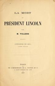 Front cover of La mort du Président Lincoln by Villers