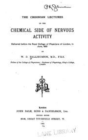 Front cover of The Croonian lectures on the chemical side of nervous activity by William Dobinson Halliburton