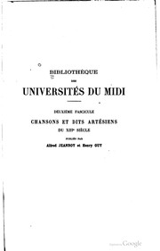 Cover of Chansons et dits artésiens du XIIIe siècle by Alfred Jeanroy