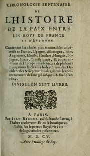 Front cover of Chronologie septenaire de l'histoire de la paix entre les roys de France et d'Espagne by Pierre-Victor Palma-Cayet