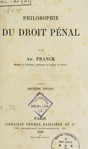 Front cover of Philosophie du droit pénal by Adolphe Franck