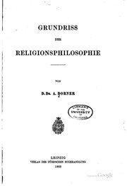 Cover of Grundriss der Religionsphilosophie by August Johannes Dorner