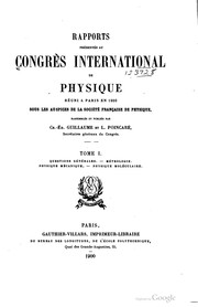 Front cover of Rapports présentés au Congrès international de physique by Congrès international de physique Paris 1900.