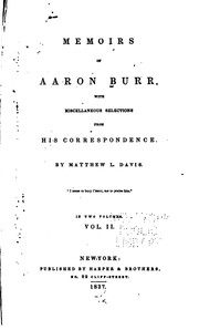 Front cover of Memoirs of Aaron Burr by Matthew Livingston Davis