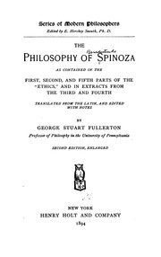 Front cover of The Philosophy of Spinoza as Contained in the First, Second, and Fifth Parts of the "Ethics .. by Benedictus de Spinoza