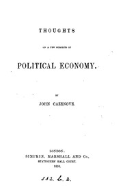 Front cover of Thoughts on a few subjects of political economy by John Cazenove