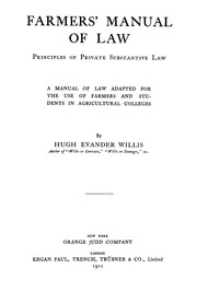 Cover of Farmers' manual of law by Hugh Evander Willis