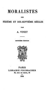 Front cover of Moralistes des seizième et dix-septième siècles by Alexandre Rodolphe Vinet
