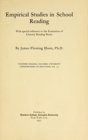 Cover of Empirical studies in school reading by Hosic, James Fleming