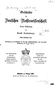 Cover of Geschichte der deutschen Rechtswissenschaft by R. von Stintzing