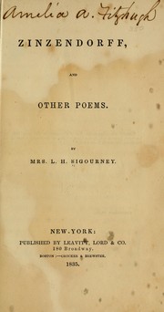 Cover of Zinzendorff and other poems by Lydia H. Sigourney