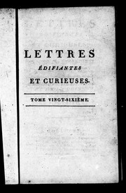 Front cover of Lettres édifiantes et curieuses écrites des missions étrangères by Charles Le Gobien