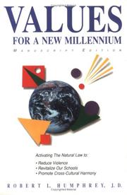 Cover of Values for a New Millennium by Robert L. Humphrey